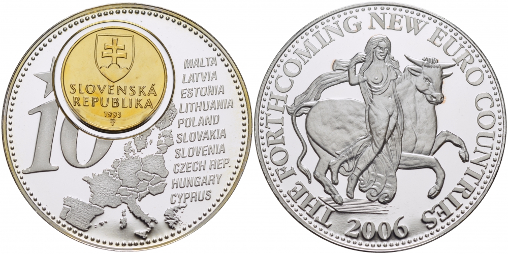 НИДЕРЛАНДЫ МЕДАЛЬ 2006 СЕРИЯ МОНЕТА НА МЕДАЛИ, СЛОВАКИЯ, СЕРЕБРЕНИЕ, ДИАМЕТР 40 ММ., ВЕС 31 ГР.СЕРТИФИКАТ медно-никель PROOF 01-150-22