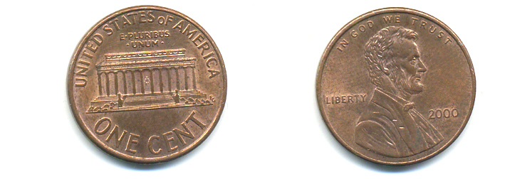 США 1 ЦЕНТ 2000 ЛИНКОЛЬН KM 201b цинк плакированный медью UNC 179-528