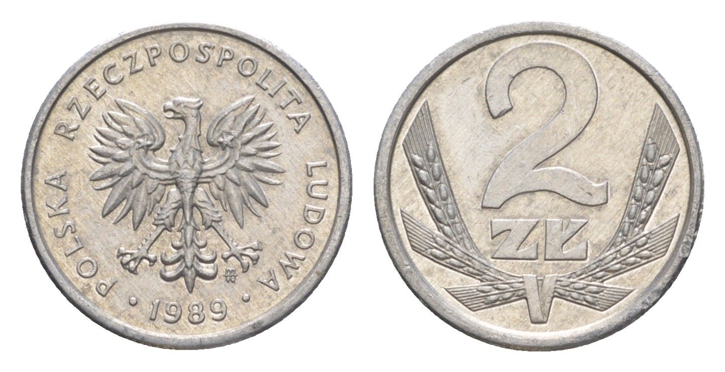 Польша 2 злотых 1989 Y 80.3 алюминий UNC 4649-662