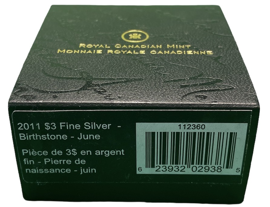 Канада 3 доллара 2011 на день рождения, июнь, камень месяца александрит KM NEW серебро PROOF 4-3-4-30