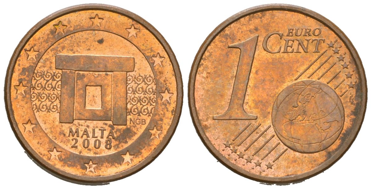 Мальта 1 евроцент 2008 F KM 125 сталь плакированная медью 4136-757