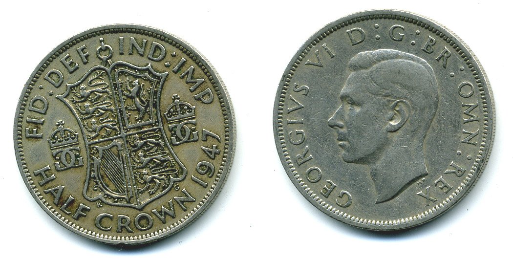 Великобритания 1/2 кроны 1947 Георг VI (1936-1952) KM 866, Spink 4101 медно-никель 540-621