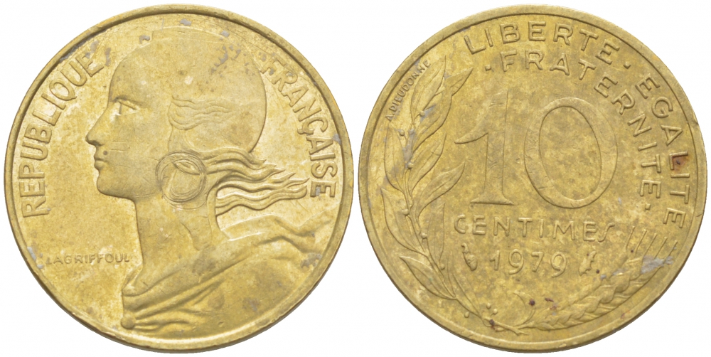 ФРАНЦИЯ 10 САНТИМОВ 1979 ТИП MARIANNE KM 929 медь алюминий никель 3309-1059