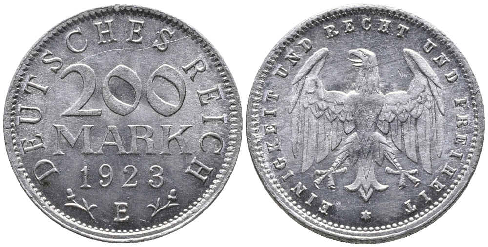 ГЕРМАНИЯ 200 МАРОК 1923 E KM 35, J. 304 алюминий 24-841