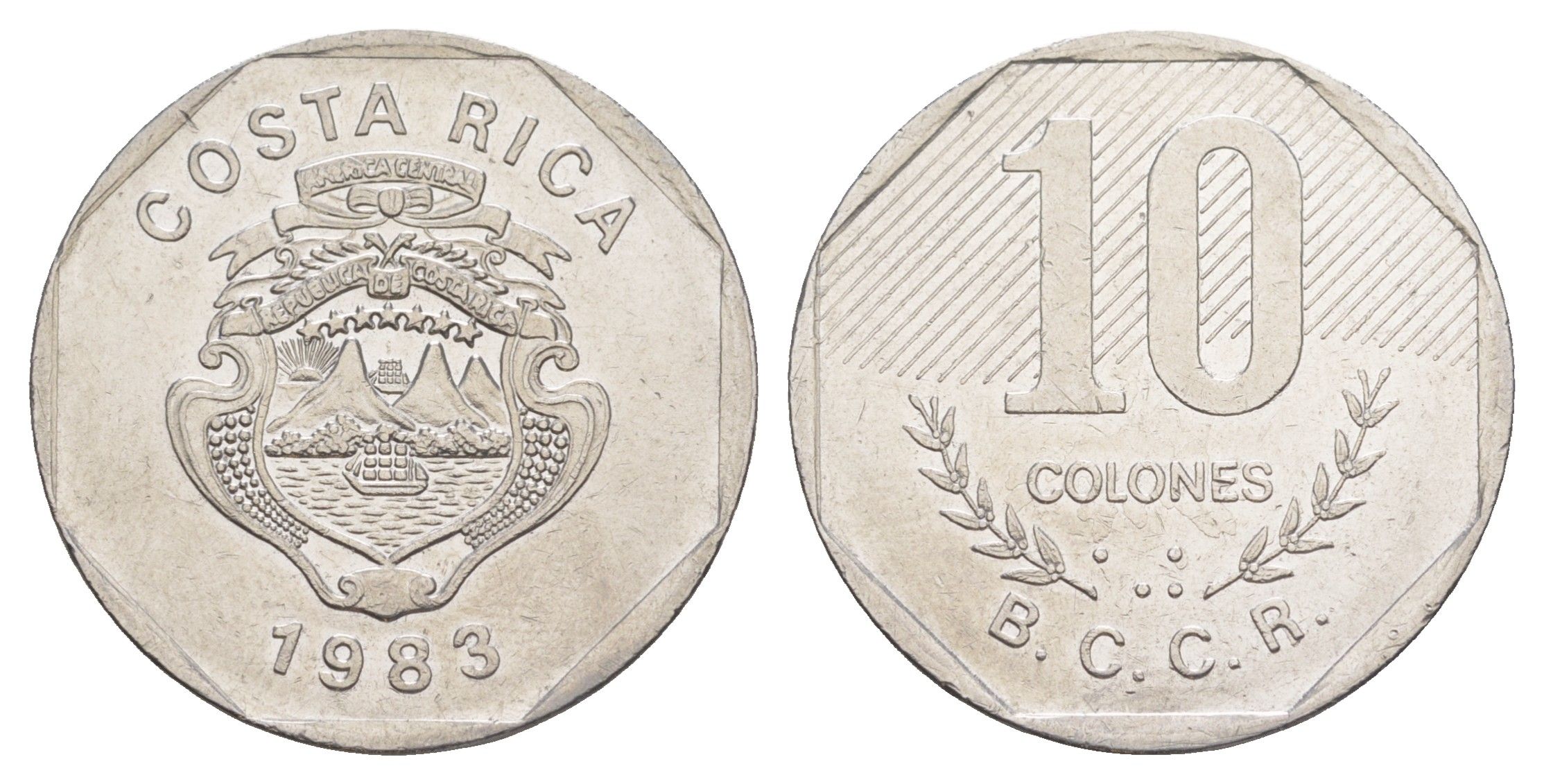 Коста-Рика 10 колонов 1983 KM 215.2 нержавеющая сталь UNC 4642-855