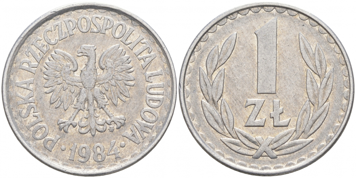 ПОЛЬША 1 ЗЛОТЫЙ 1984 MW KM 49.1 алюминий 68-434