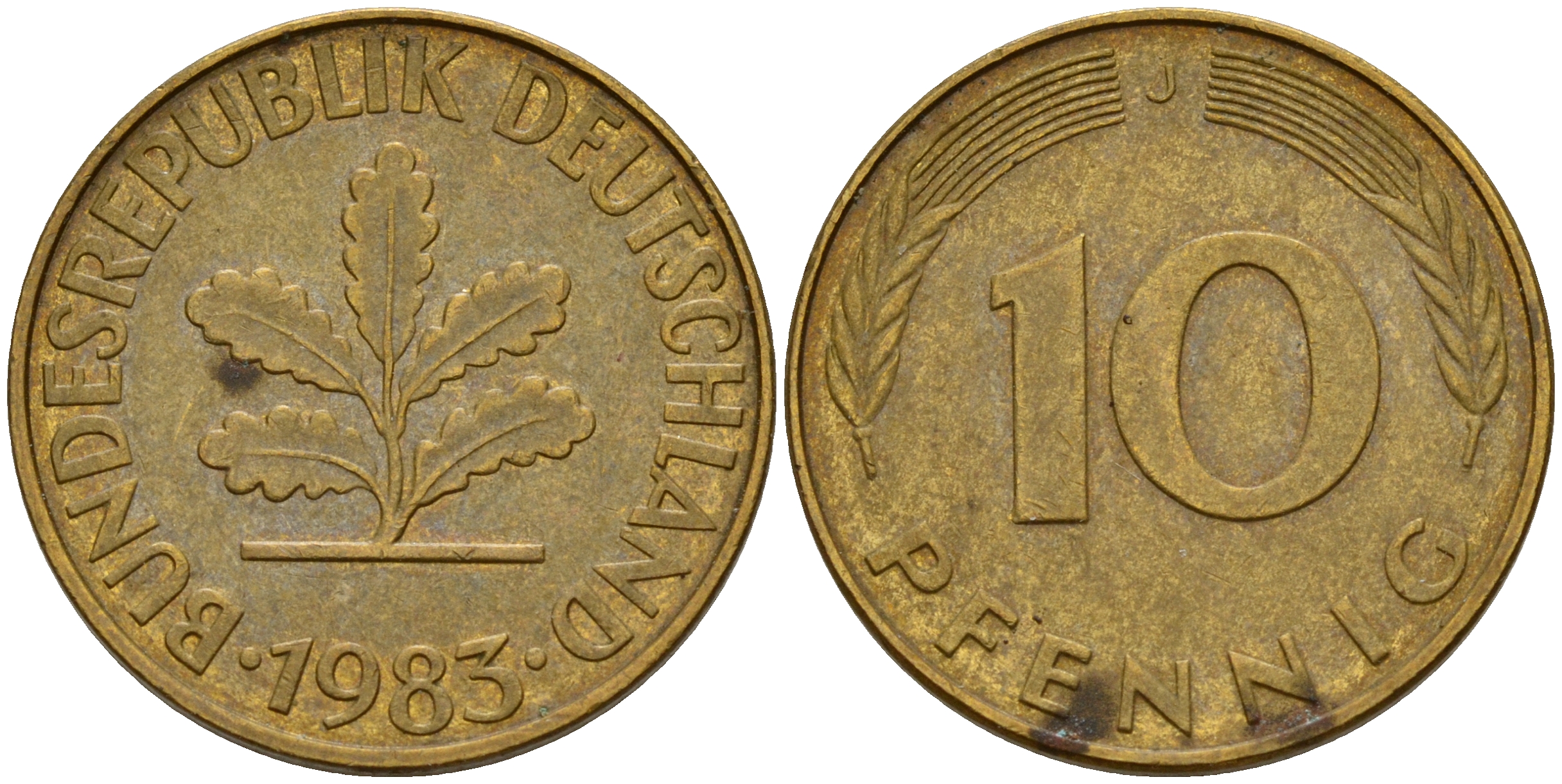 ФРГ 10 пфеннигов 1983 J J. 383, KM 108 сталь плакированная латунью    4603-527