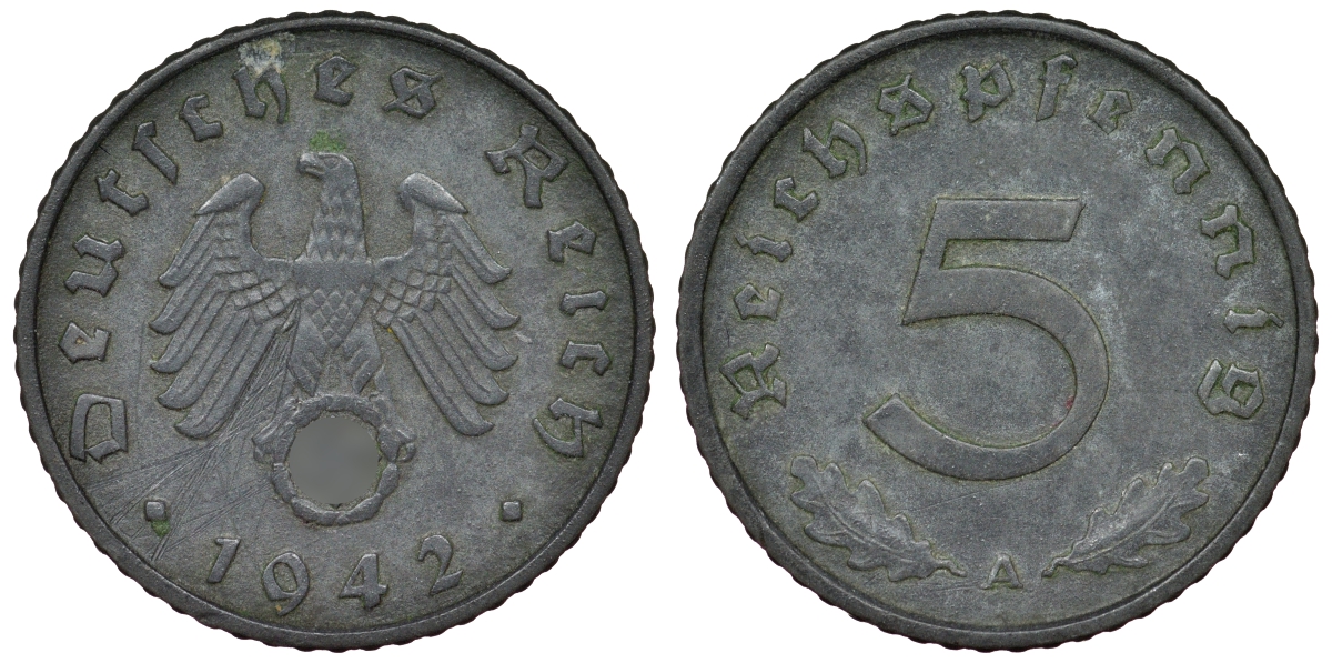 Германия 5 рейхспфеннигов 1942 A KM 100, J. 370 цинк 4121-737