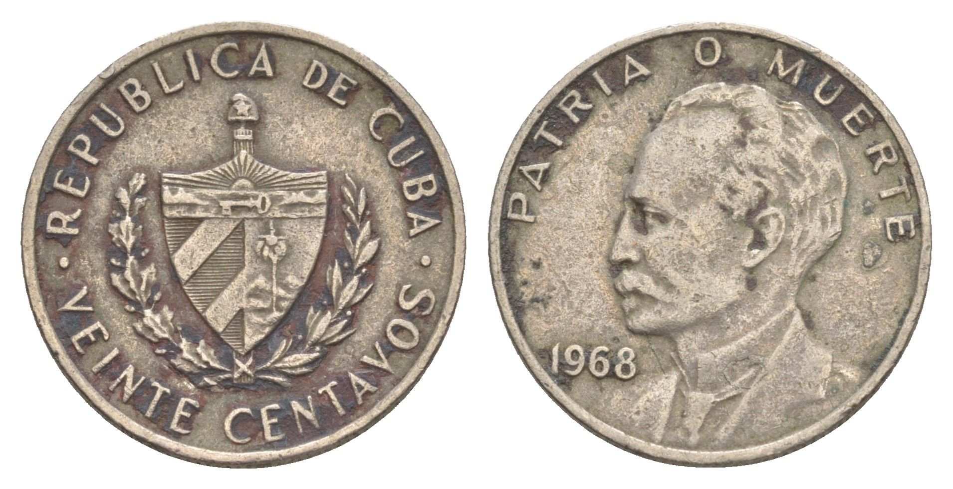 Куба 20 сентаво 1968 Хосе Марти KM 31 медно-никель 4646-344