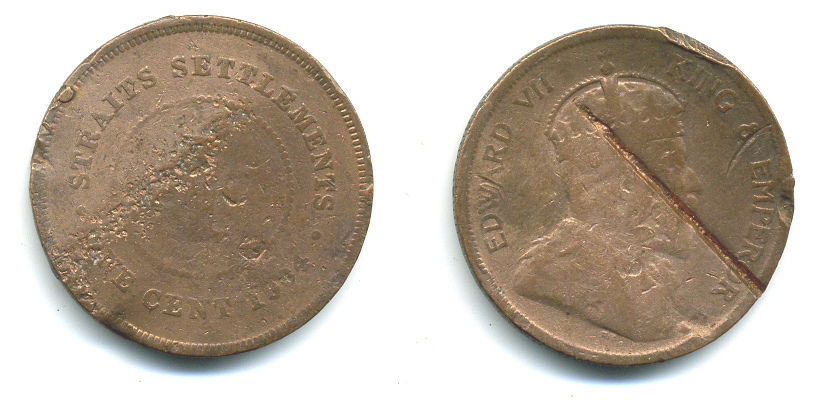 Стрейтс-Сетлментс 1 цент 1904 Эдуард VII (1901-1910) KM 19 медь 4383-811