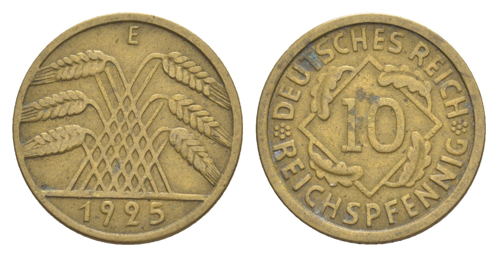 Германия 10 рейхспфеннигов 1925 E KM 40, J. 317 алюминиевая бронза 4640-359
