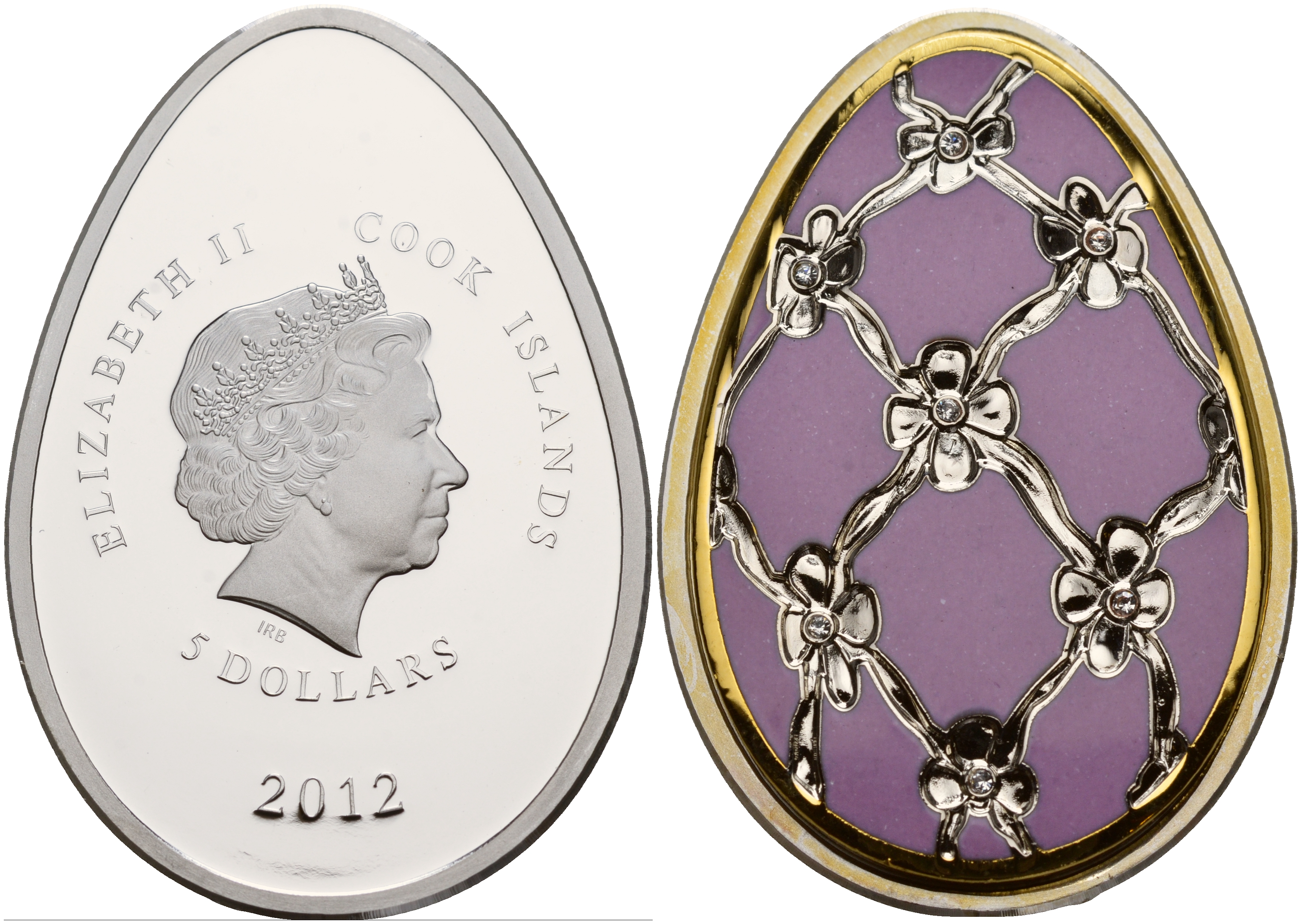 Палау 3 монеты по 5 долларов 2012 яйца Фаберже, цветная эмаль, позолота серебро PROOF 1065-1-21