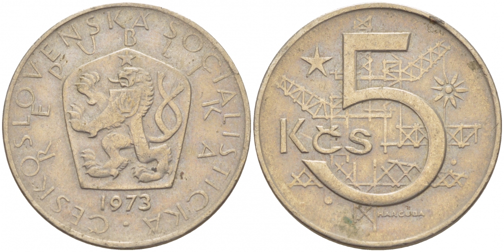 Чехословакия 5 крон 1973 KM 60 медно-никель 3856-1247