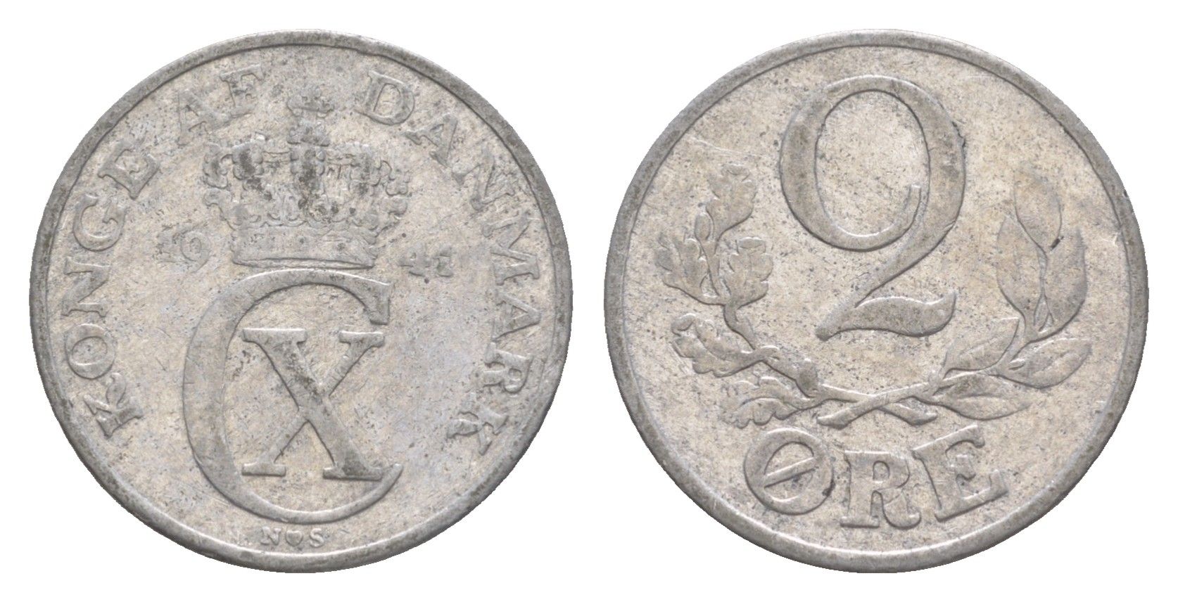 Дания 2 эре 1941 N, Кристиан X (1912-1947) KM 833 алюминий 4639-769