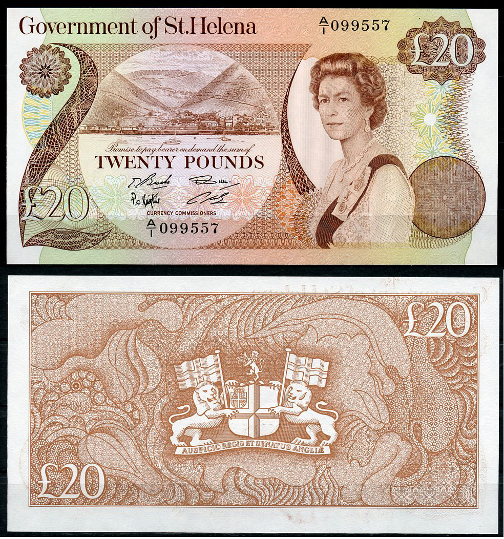 Остров Святой Елены 20 фунтов ND (1986) Елизавета II (1952-2022), Джеймстаун Pick 10 a бумага UNC (пресс)   451-185-1