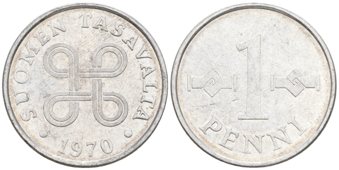 Финляндия 1 пенни 1970 KM 44а алюминий 4564-858