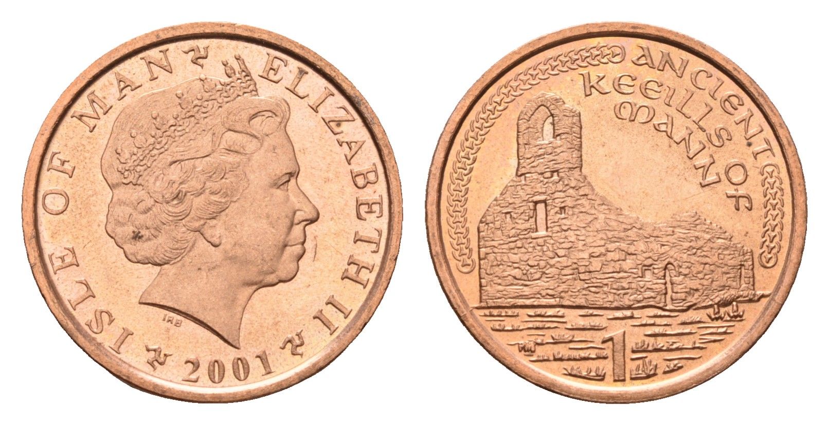 Остров Мэн 1 пенни 2001 KM 1036 сталь плакированная медью UNC 4649-1051