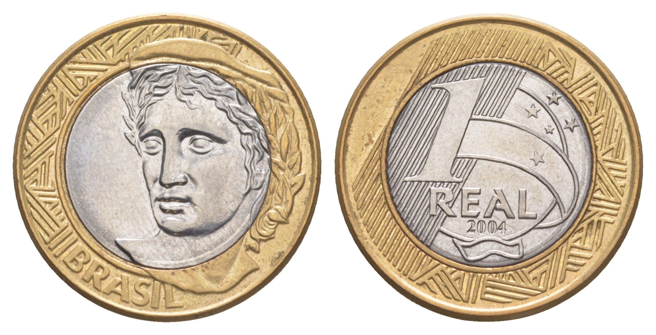 Бразилия 1 реал 2004 KM 652a биметалл UNC 4646-111