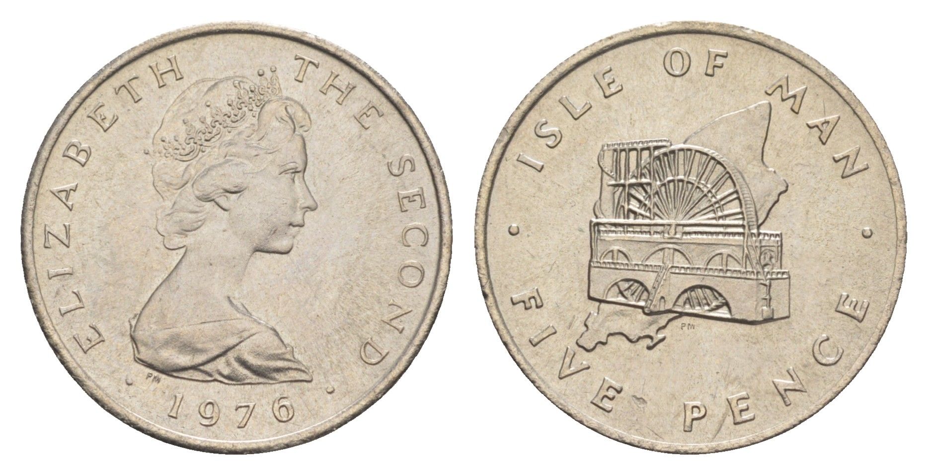 Остров Мэн 5 пенсов 1976 PM, Елизавета II (1952-2022) KM 35 медно-никель UNC 4652-747