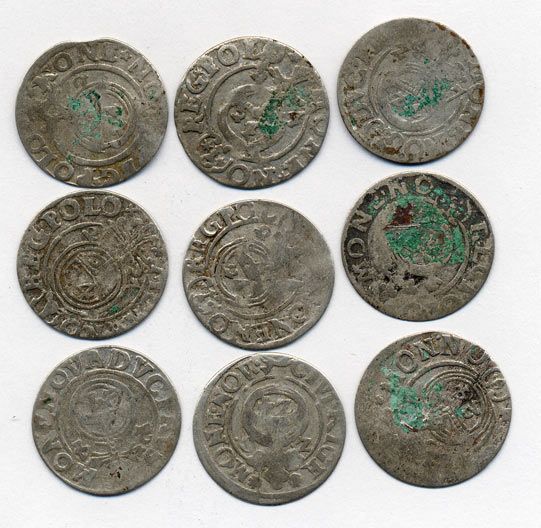 ПОЛЬША ЛОТ ИЗ 9 МОНЕТ В ПОЛТАРАК XVII век серебро M12-2-3