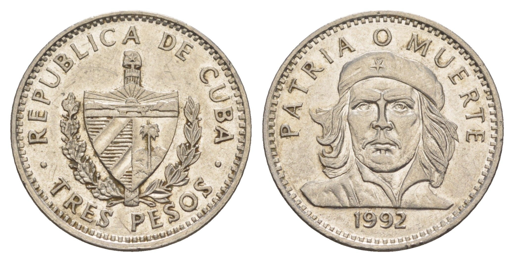 Куба 3 песо 1992 Эрнесто Че Гевара KM 346a сталь плакированная никелем 4646-354