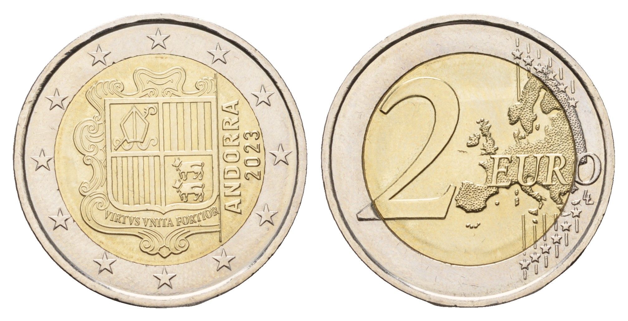 Андорра 2 евро 2023 KM 527 биметалл UNC 4122-452