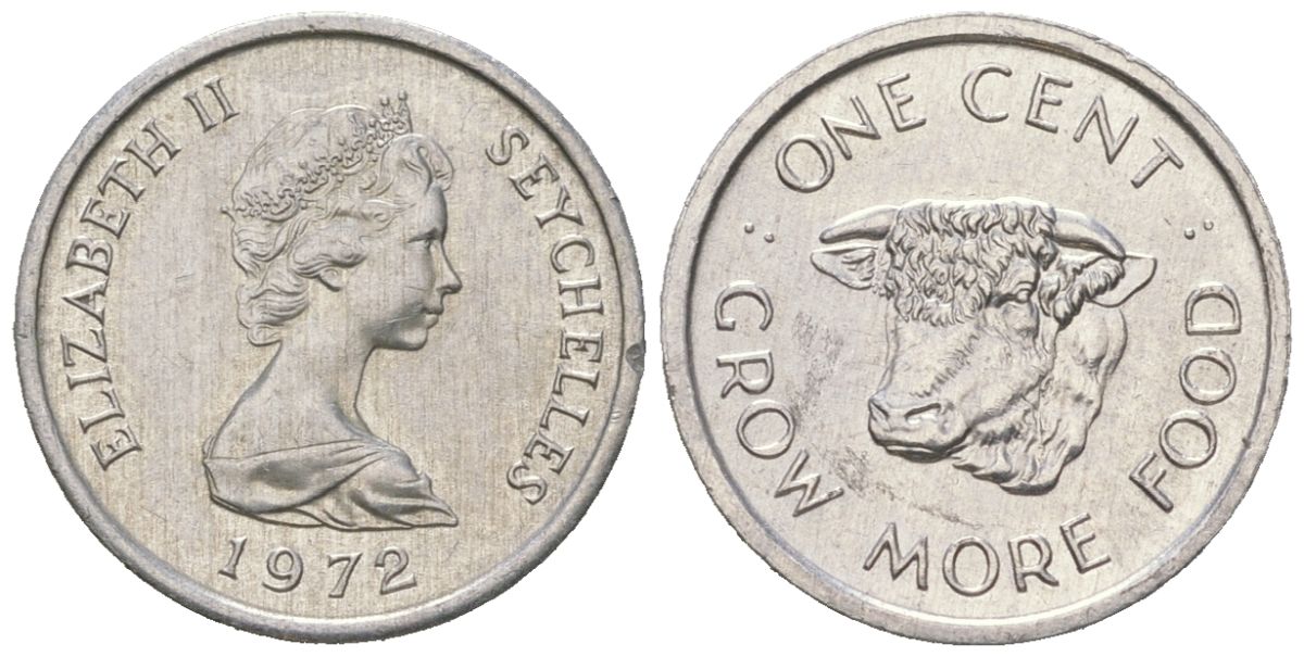 Сейшельские острова (Сейшелы) 1 цент 1972 ФАО - Выращивайте больше еды, Елизавета II (1953-1975) KM 17 алюминий aUNC 4618-669