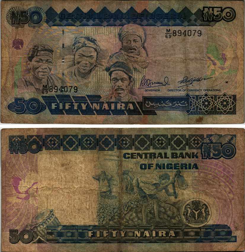 Нигерия 50 найра ND (1991-2000) жители Нигерии, подпись 10 Pick 27 c бумага 6299-61-3-1