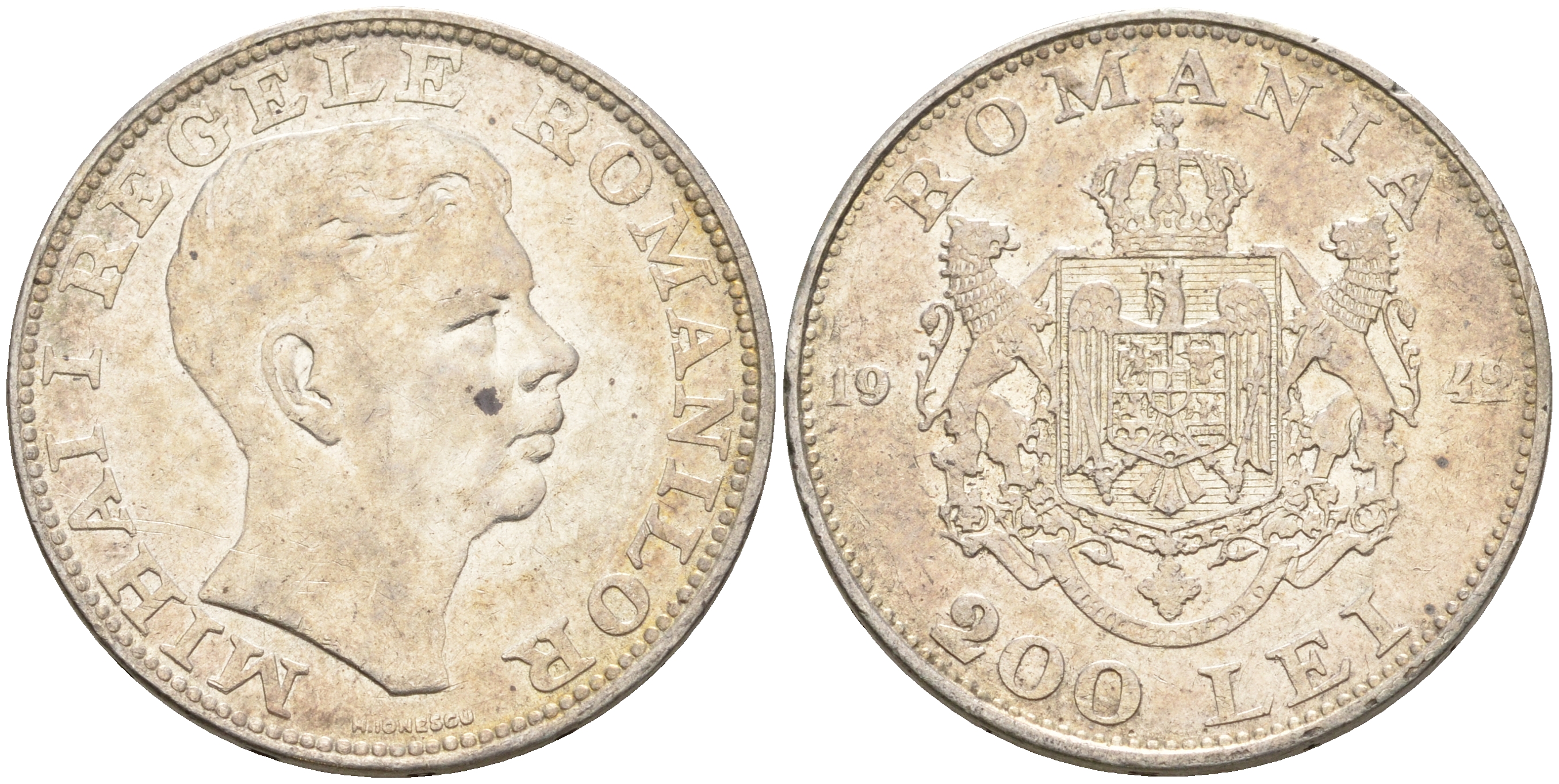 Румыния 200 лей 1942 Михай I (1940-1947) KM 63 серебро 93-343