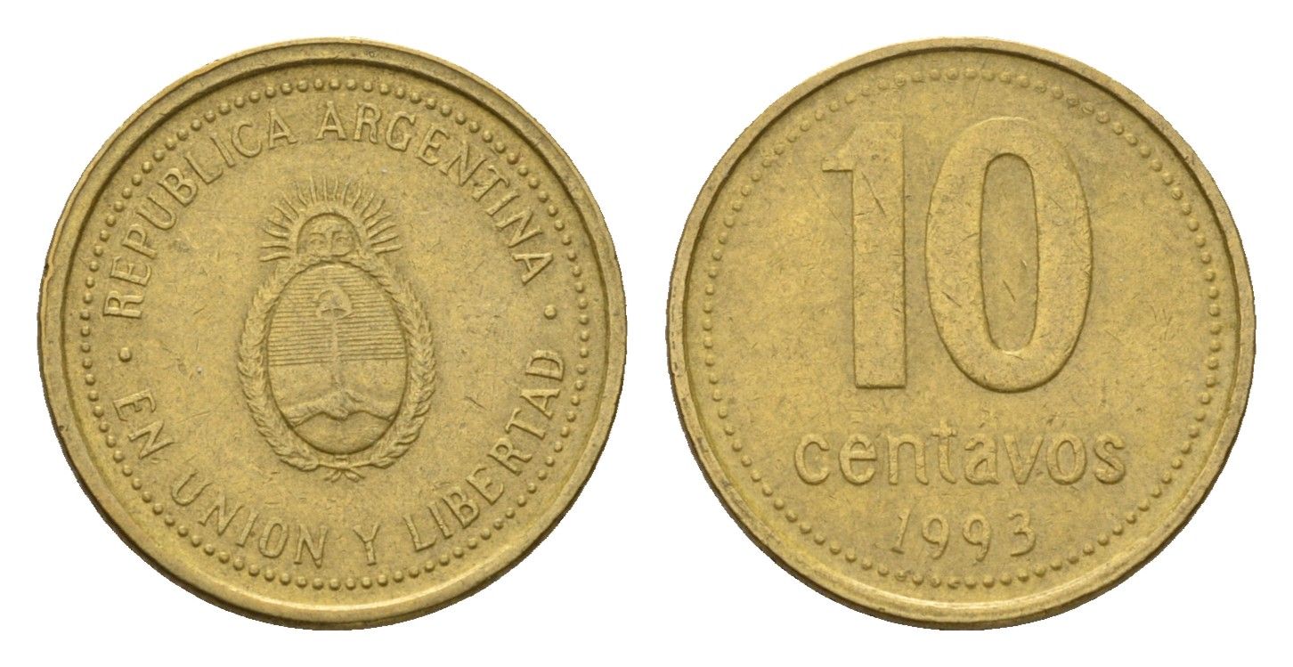 Аргентина 10 сентаво 1993 KM 107 алюминиевая бронза 206-235
