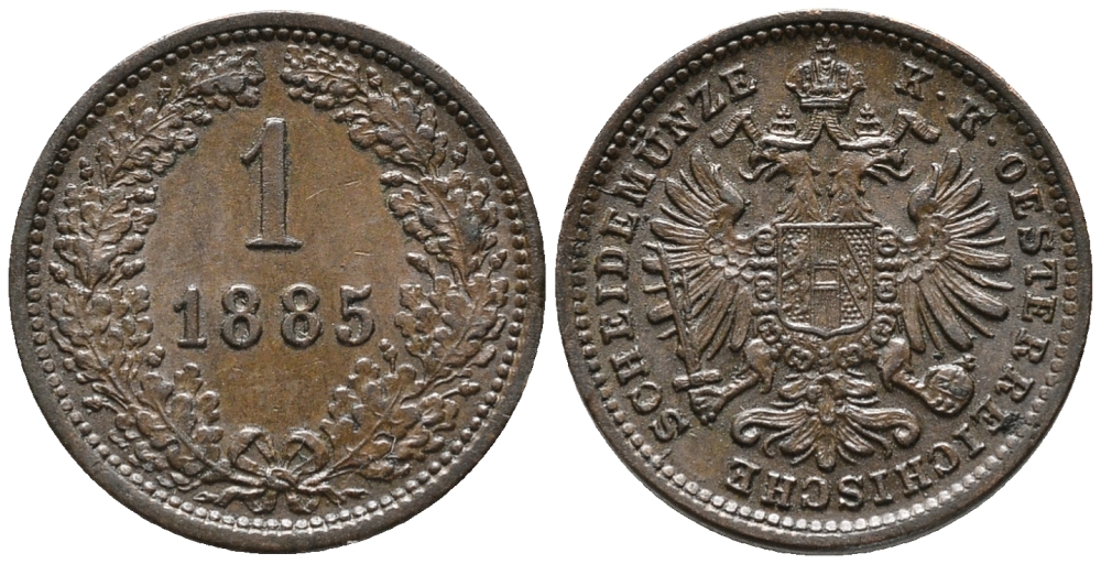АВСТРИЯ 1 КРЕЙЦЕР 1885 БОЛЬШОЙ ОРЁЛ KM 2187 медь 66-116
