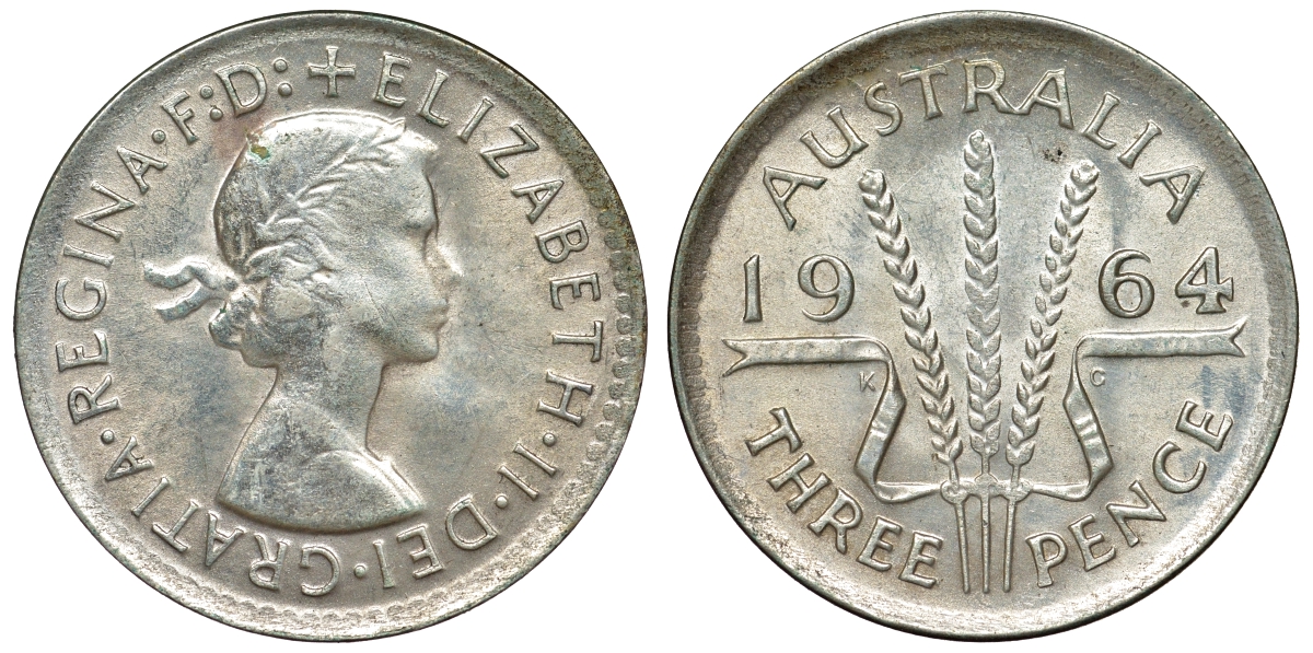 Австралия 3 пенса 1964 Елизавета II (1952-2022) KM 57 серебро 71-1018