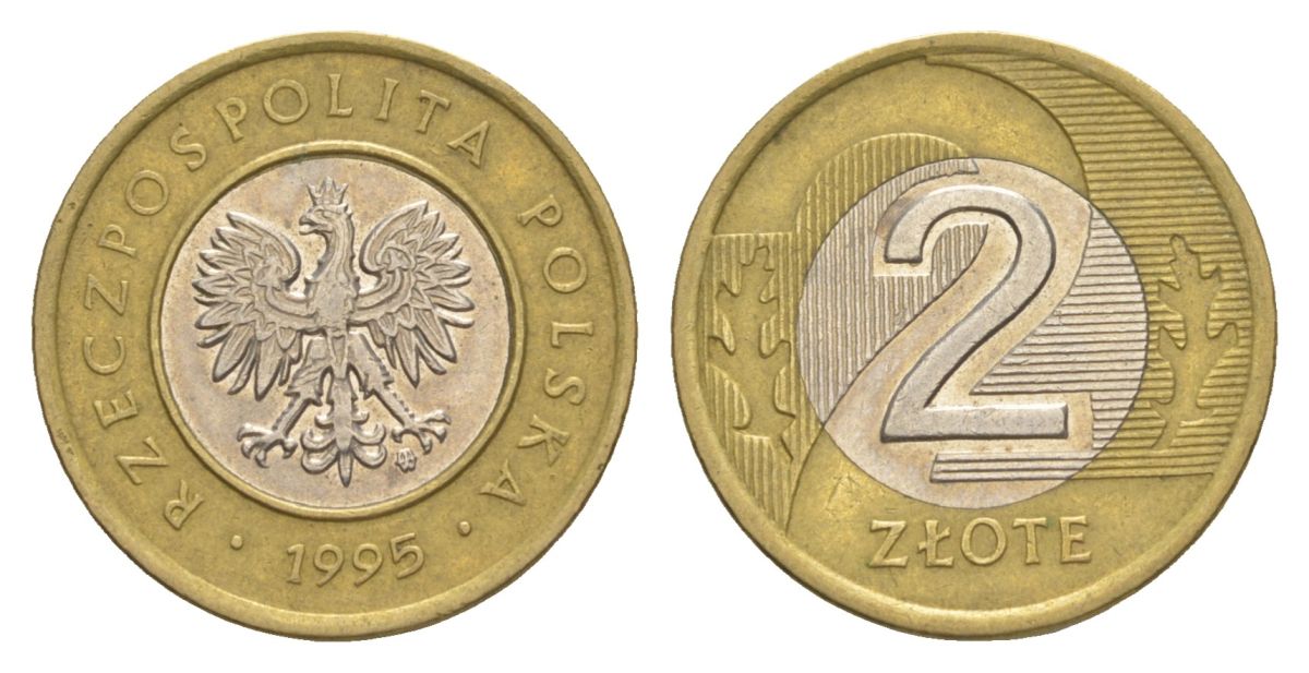 Польша 2 злотых 1995 Y 283 биметалл 4633-113
