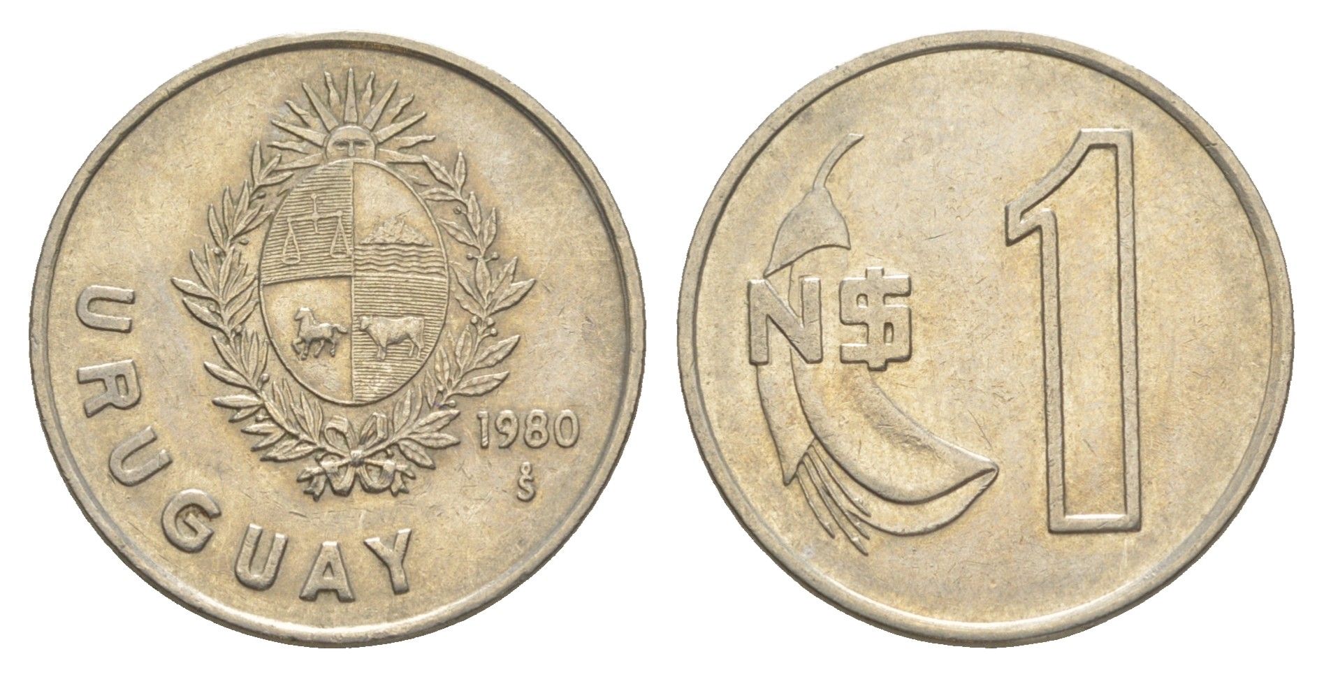 Уругвай 1 песо 1980 KM 74 медно-никель 4637-511