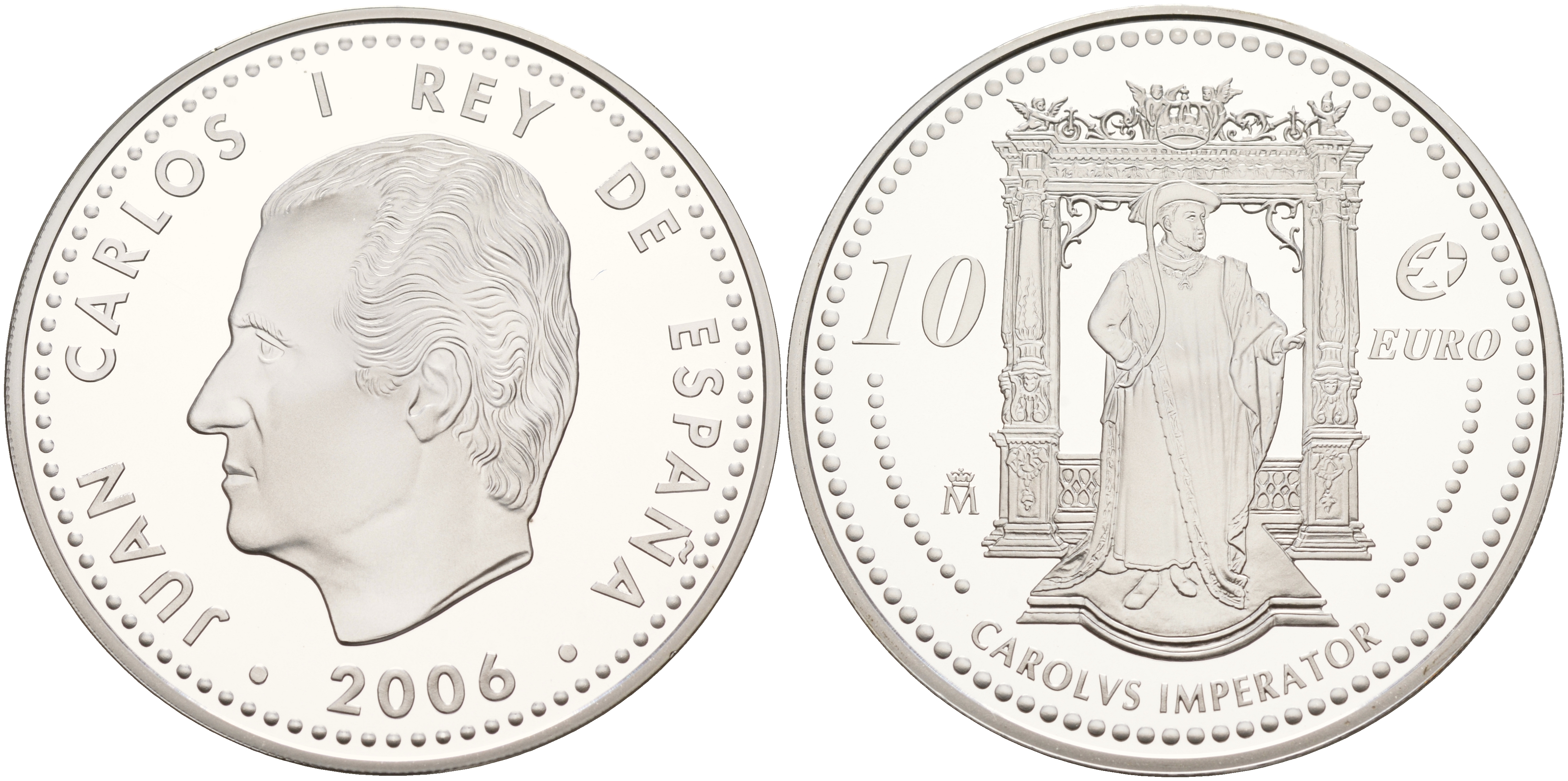 Испания 10 евро 2006 M, Выдающиеся европейцы - Карл V KM 1122 серебро PROOF 06-266-33