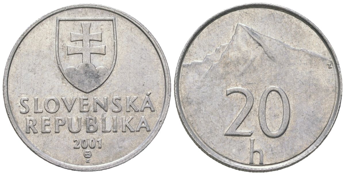 Словакия 20 геллеров 2001 MK KM 18 алюминий aUNC 4164-559