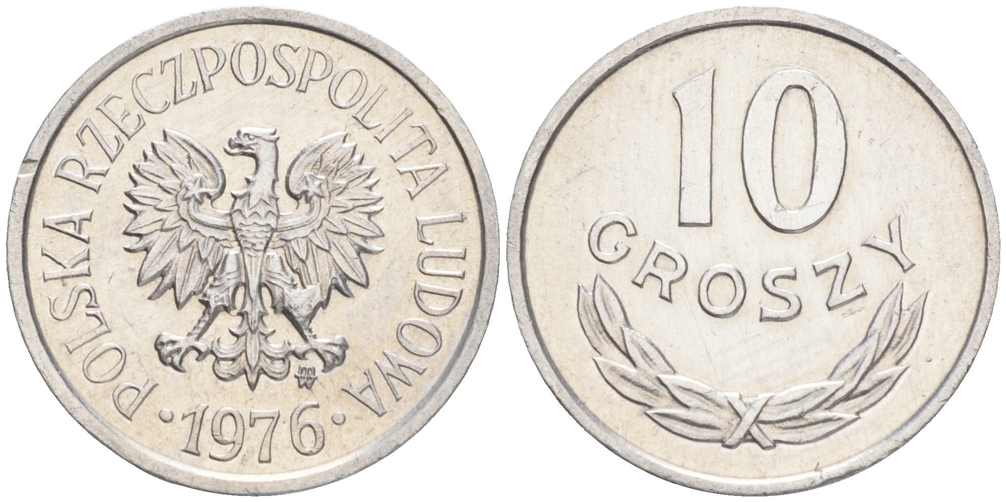 ПОЛЬША 10 ГРОШЕЙ 1976 MW KM АА47 алюминий 4528-228