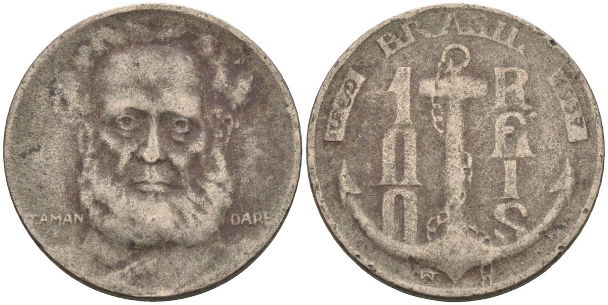 Бразилия 100 рейс 1937 Маркиз Тамандаре KM 536 медно-никель 4115-621