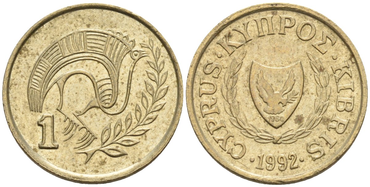 Кипр 1 цент 1992 KM 53.3 никель латунь 4174-1141