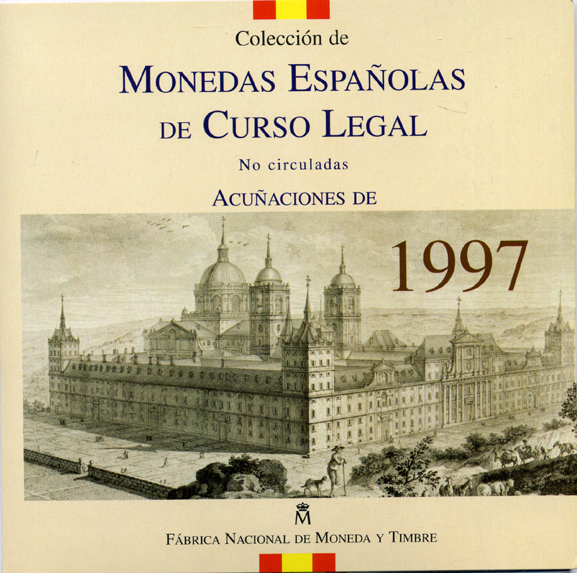 Испания годовой набор из 8 монет 1997 в картонном буклете UNC 5-4-3-08