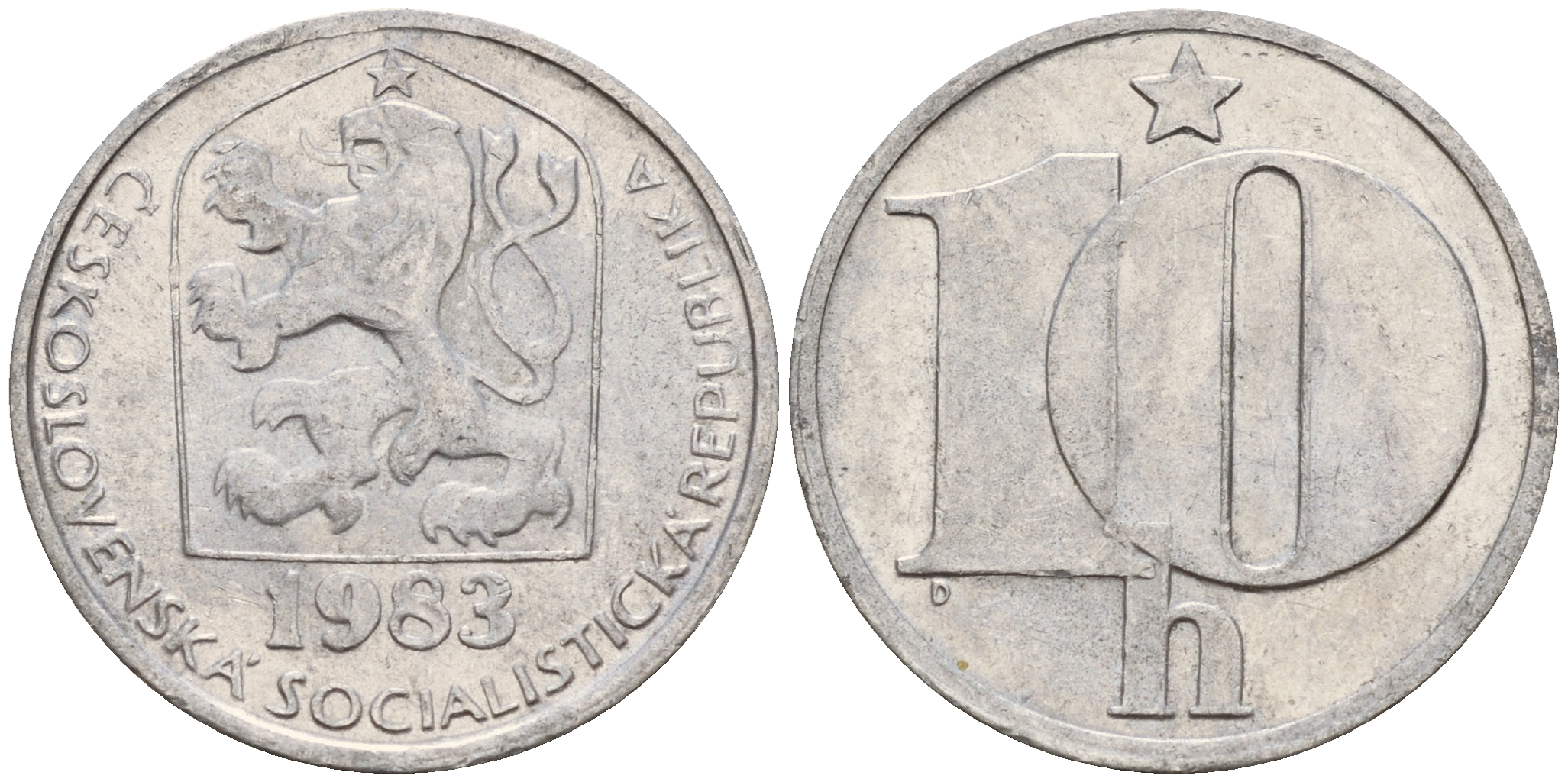 Чехословакия 10 геллеров 1983  KM 80 алюминий    4598-1219