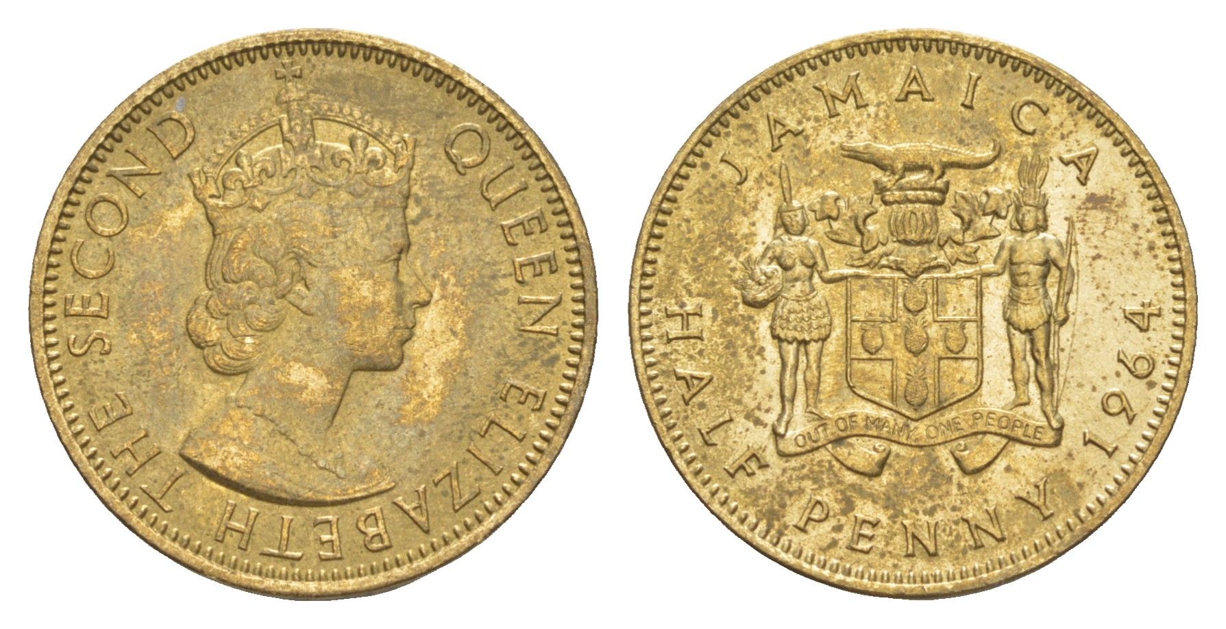 Ямайка 1/2 пенни 1964 KM 38 никель латунь aUNC 4640-1259