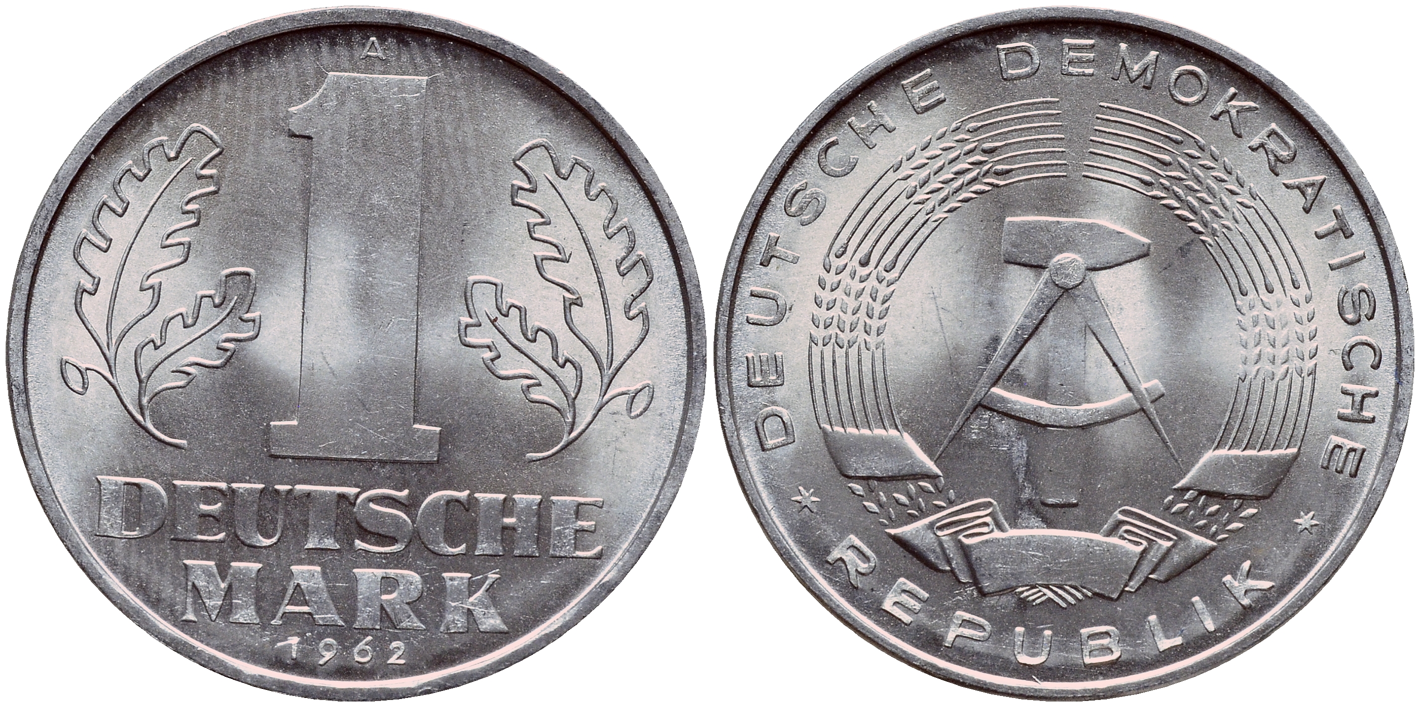 ГДР 1 МАРКА 1962 А KM 13 алюминий aUNC 1523-144