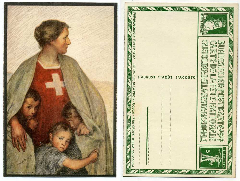 ШВЕЙЦАРИЯ ОТКРЫТКА ND I-АЯ МИРОВАЯ ВОЙНА, МАТЬ-ШВЕЙЦАРИЯ ЗАЩИЩАЕТ СВОИХ ДЕТЕЙ бумага 2193-30