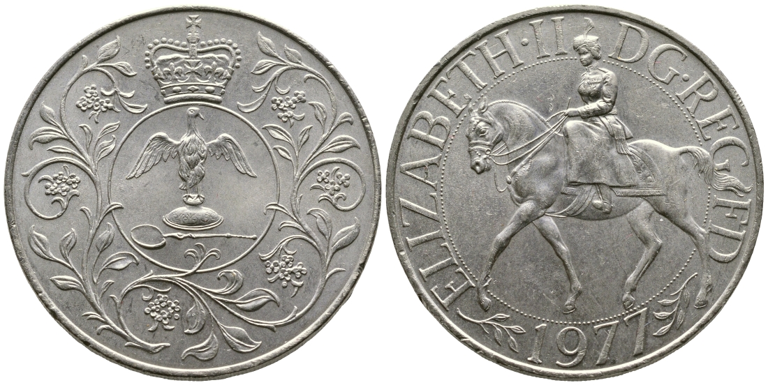 Великобритания 25 пенсов 1977 25 лет со дня коронации Елизаветы, Елизавета II (1952-2022) KM 894, Spink 4136 медно-никель 4364-3913