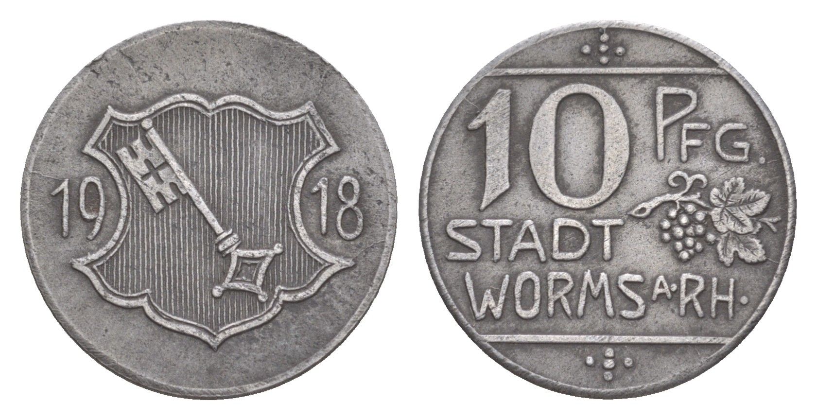 Вормс 10 пфеннигов 1918 Funck 613.2A, Men05 27640.2, Men18 34694.2 железо 4643-1019