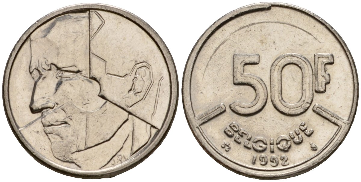 Бельгия 50 франков 1992 Belgique, Бодуэн I (1951-1993) KM 168 никель 4601-124