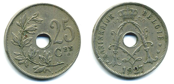 БЕЛЬГИЯ 25 САНТИМОВ 1927 04-146