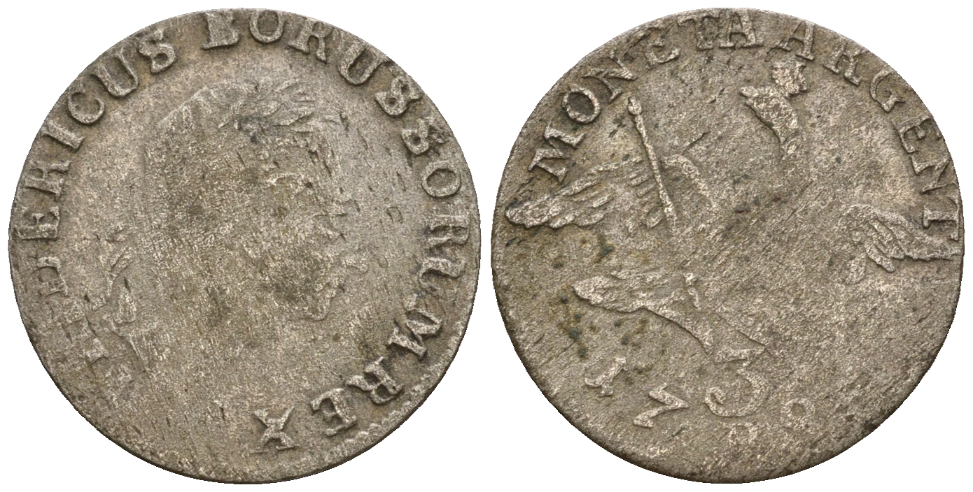 Пруссия 3 гроша 178х Е, Фридрих II Великий (1740-1786) C # 21 серебро 220-757