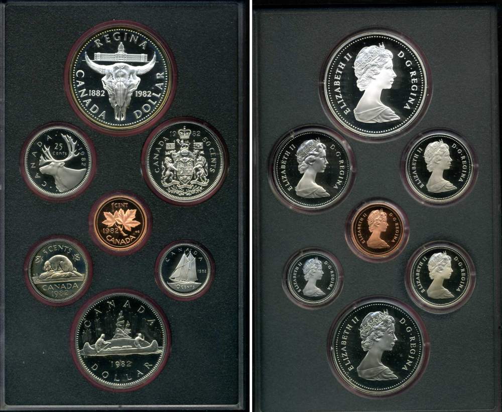 Канада набор из 7 монет 1982 100 лет городу Реджайна (1882-1982), королевский музей, оригинальная коробка и сертификат KM PS2 PROOF 7-5-2-23